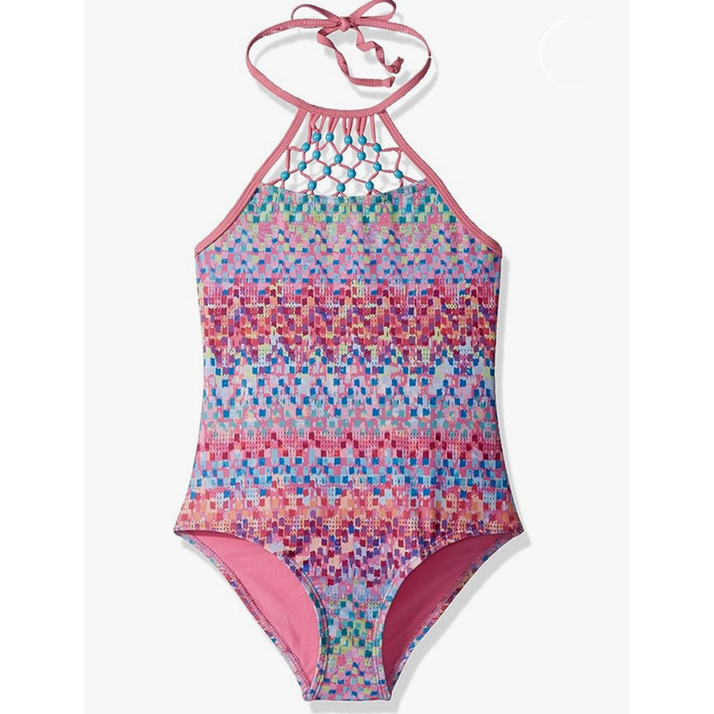 YMI Girls' Party One Piece Swimsuit Pink Multi Size 14